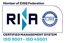 Logo Certificazione RINA - ISO 9001 ISO 45001